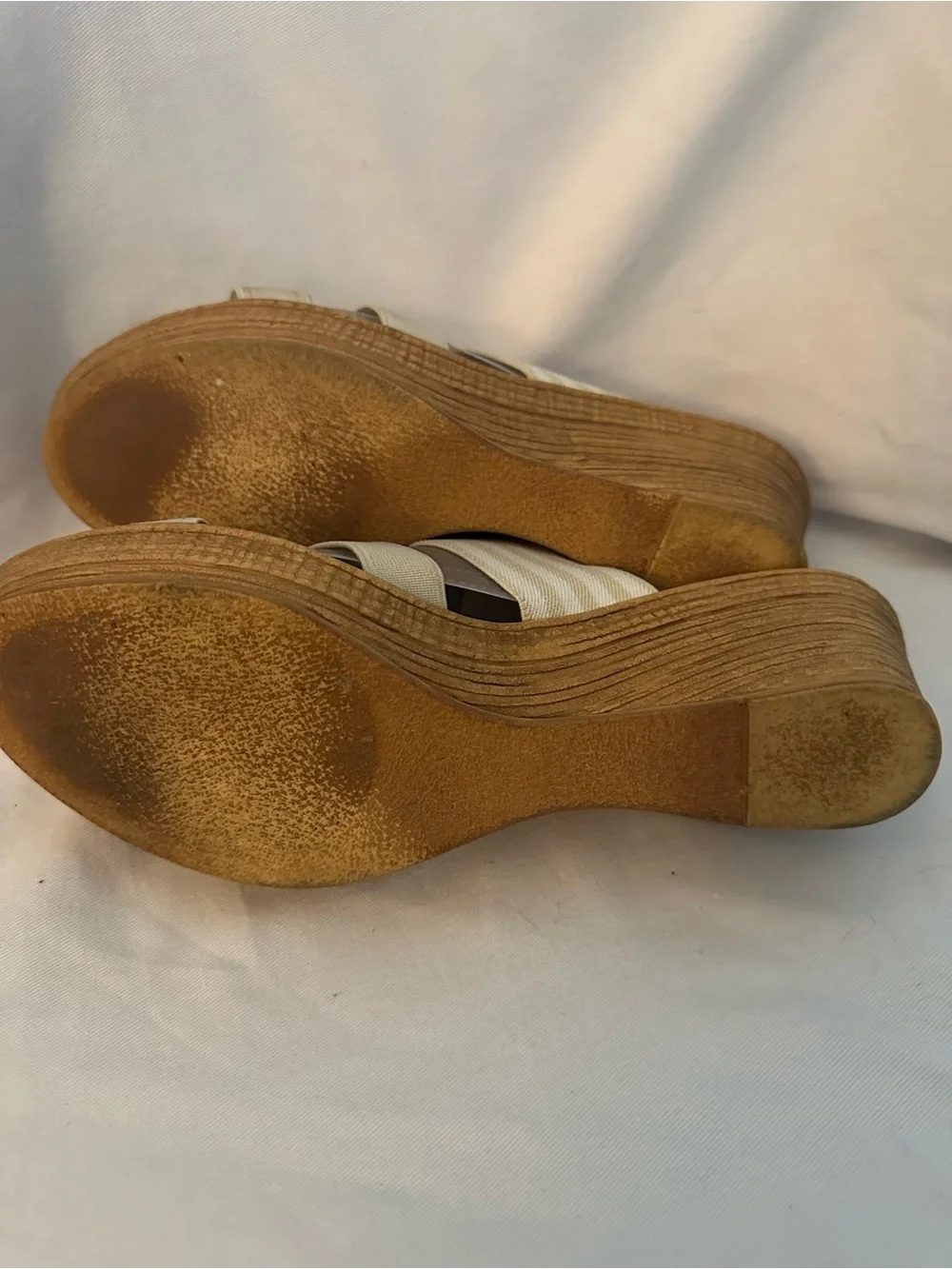 Italian Shoemakers Italy Wedge Slide Sandals Women's Size 8 Beige Elastic